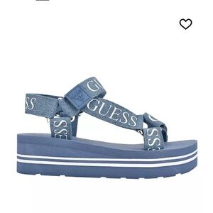 Guess Denim Blue Platform Sandals